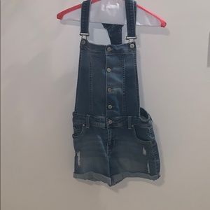 Denim short overalls